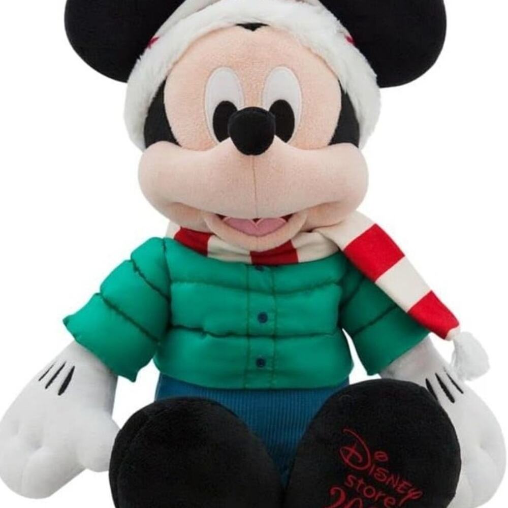 Disney Store 2021 Holiday Mickey Mouse Exclusive 14-Inch Plush Green Jacket Jean